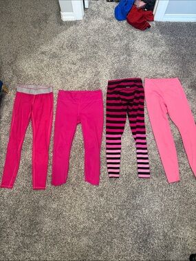 Nike women’s Pink & Black Striped Active Leggings Lot